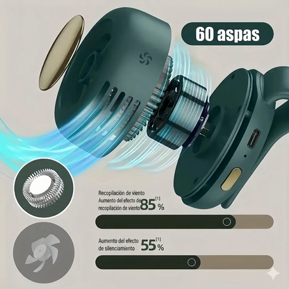 Mini Ventilador Portátil con Clip — Recargable por USB, 3 Velocidades, Silencioso