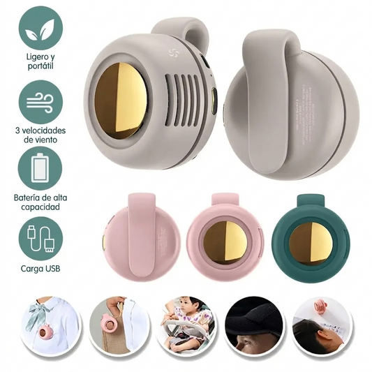 Mini Ventilador Portátil con Clip — Recargable por USB, 3 Velocidades, Silencioso